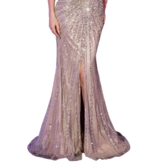 NWT Ladivine CC404 Sequined Prom Dress Silver Size 18 - Picture 2 of 4